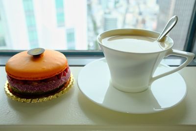 Close-up of tea served on table