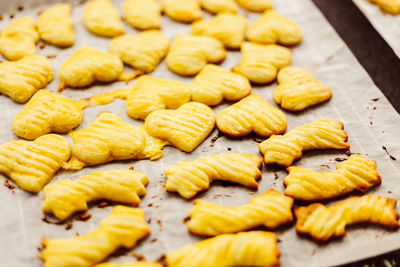 Close-up of cookies in baking sheet