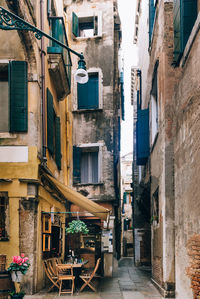 Narrow alley amidst buildings in city