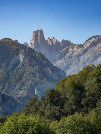 Scenic view of mountains against clear sky