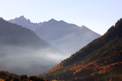 Scenic view of mountains against clear sky