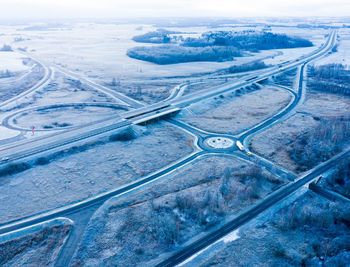 High angle view of highway in city