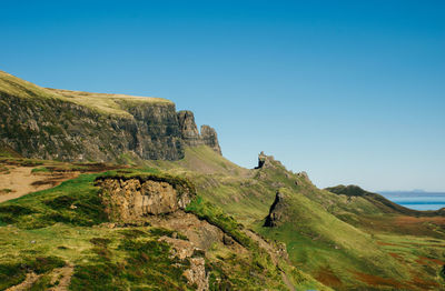 Scenic view of landscape against clear blue sky