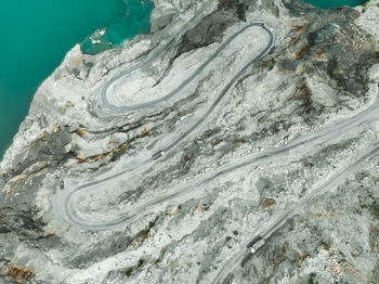 Aerial view of snow covered landscape