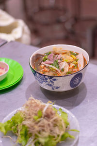 Close-up of food in plate on table