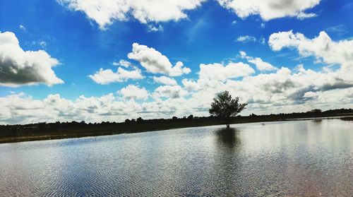Scenic view of lake against sky