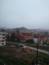 Panoramic view of city against clear sky