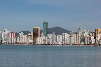 View of river against the city