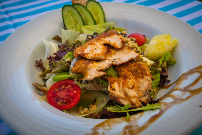 Close-up of meal served in plate