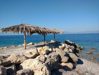 Scenic view of sea against clear sky