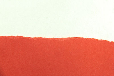 High angle view of red cake against white background