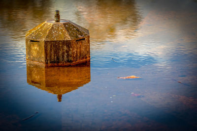 High angle view of puddle in lake