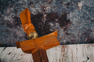 Close-up of rusty metal fence