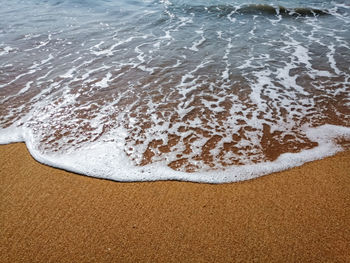 High angle view of surf on beach