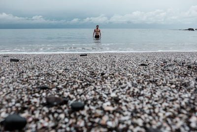 Scenic view of beach against sky