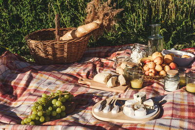 Fruits in basket on table