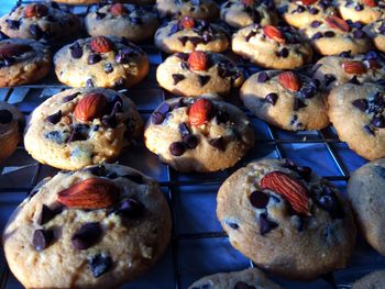 High angle view of cookies