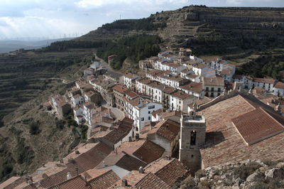 High angle view of townscape against sky