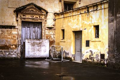 Closed door of building