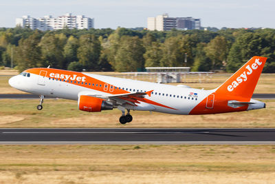 View of airplane on airport runway