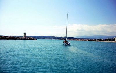 Boats sailing in sea