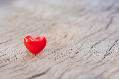 Close-up of heart shape on table