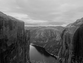 Panoramic view of river against cloudy sky