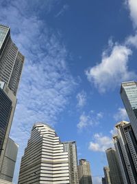 Low angle view of modern buildings against sky