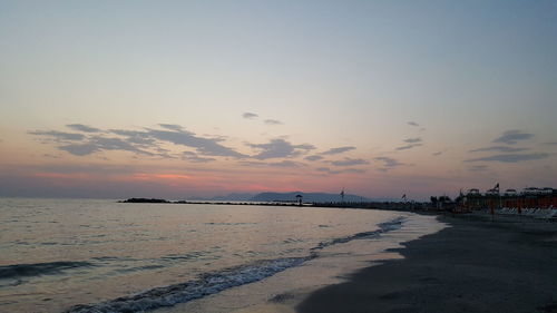 Scenic view of beach during sunset