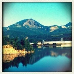 Scenic view of lake and mountains