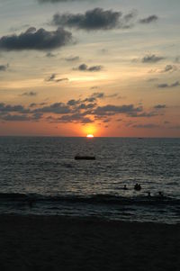 View of sea against cloudy sky during sunset