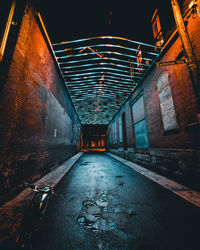 Interior of illuminated abandoned building