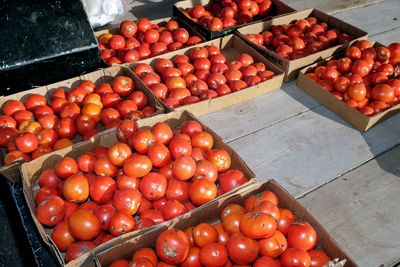 High angle view of fruits in market