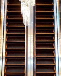 Low angle view of illuminated staircase in building