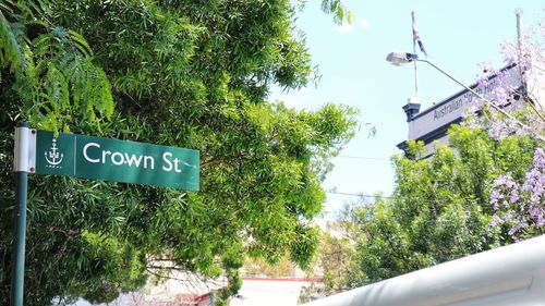 Information sign against trees