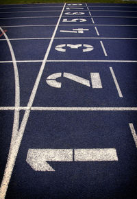 Numbers on sports track