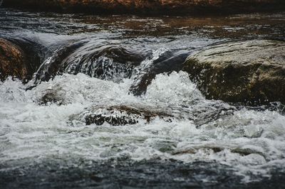 Water flowing through rocks