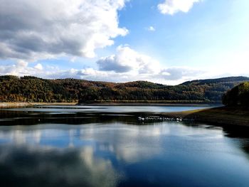 Scenic view of lake against sky