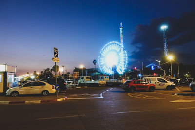 Traffic on road at night