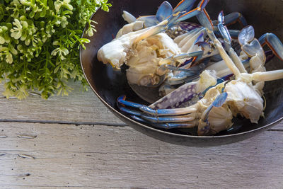 High angle view of food on table