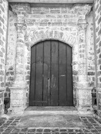 Closed door of old building