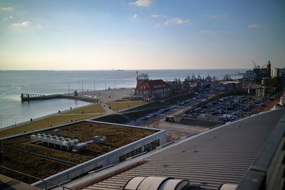 High angle view of sea against sky