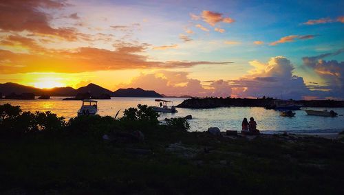 Scenic view of sunset over sea