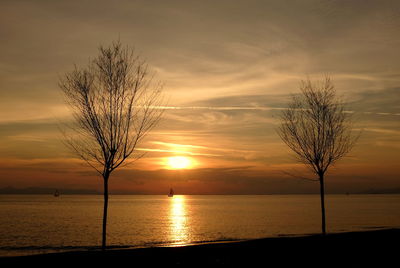 Scenic view of sunset over sea