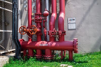 Fire hydrant against wall