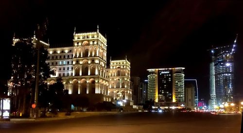 City lit up at night