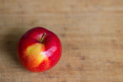 High angle view of apple on table