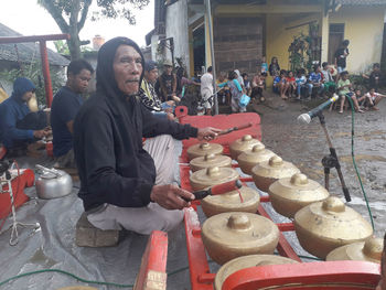 Group of people in market