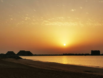 Scenic view of sea against sky during sunset