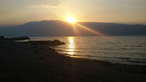 Scenic view of sea at sunset